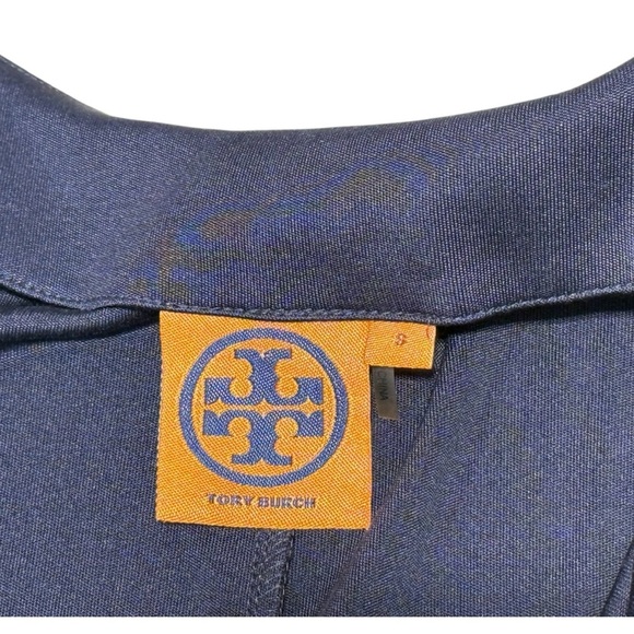Tory Burch - Navy Silk Cowl Neck Dress W/gold Tone Buttons Size Small - Picture 8 of 8